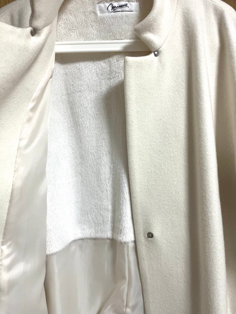 美品 マンサント スタッズ ウールコート アイボリー