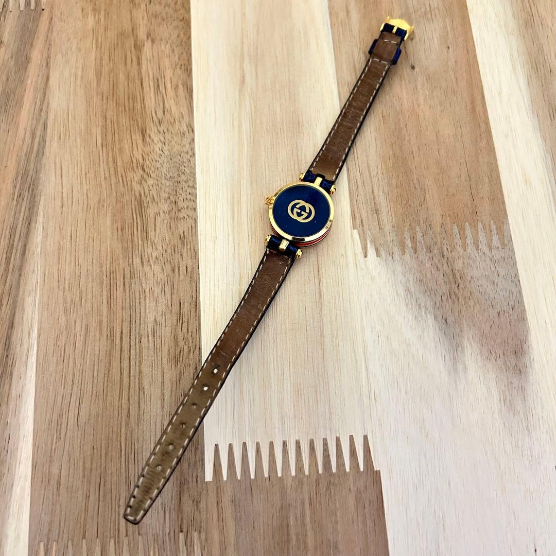 【美品】GUCCI グッチ シェリーライン ブルー オールド 腕時計