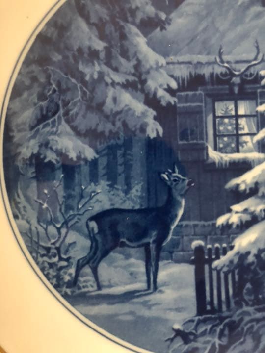 Meissenマイセン◆イヤープレート1955年「狩人の家と鹿」