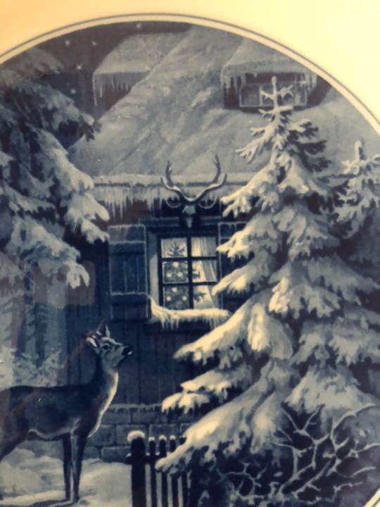 Meissenマイセン◆イヤープレート1955年「狩人の家と鹿」