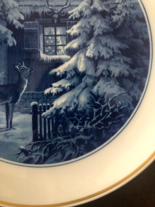 Meissenマイセン◆イヤープレート1955年「狩人の家と鹿」