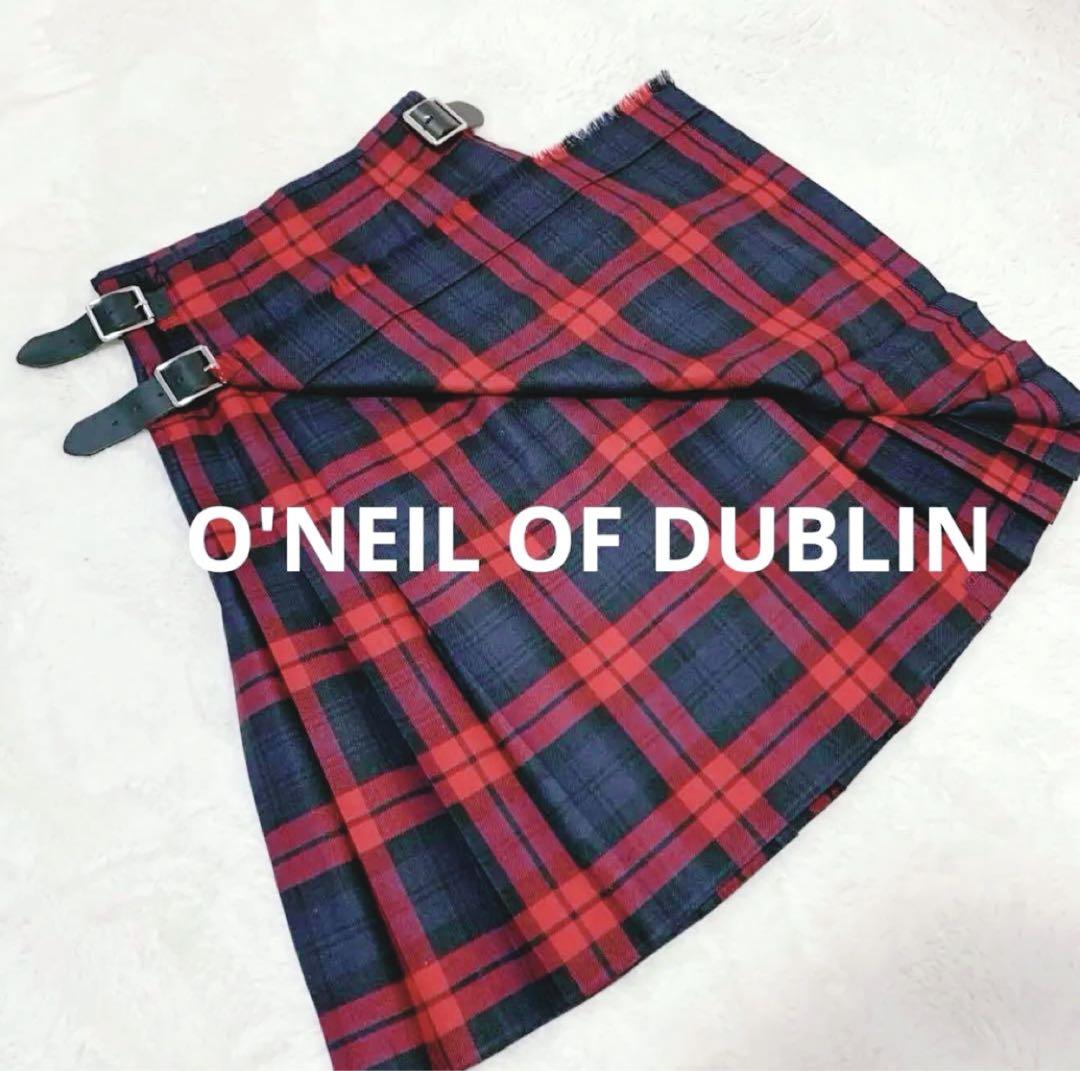 美品 O'NEIL OF DUBLIN タイトラップスカート 赤チェック ウール