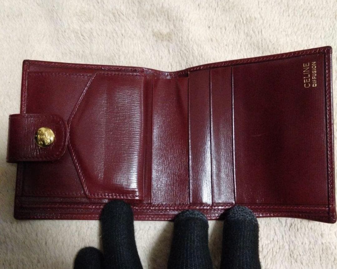 90 CELINE セリーヌ 二つ折り財布 スウェードレザー マカダム