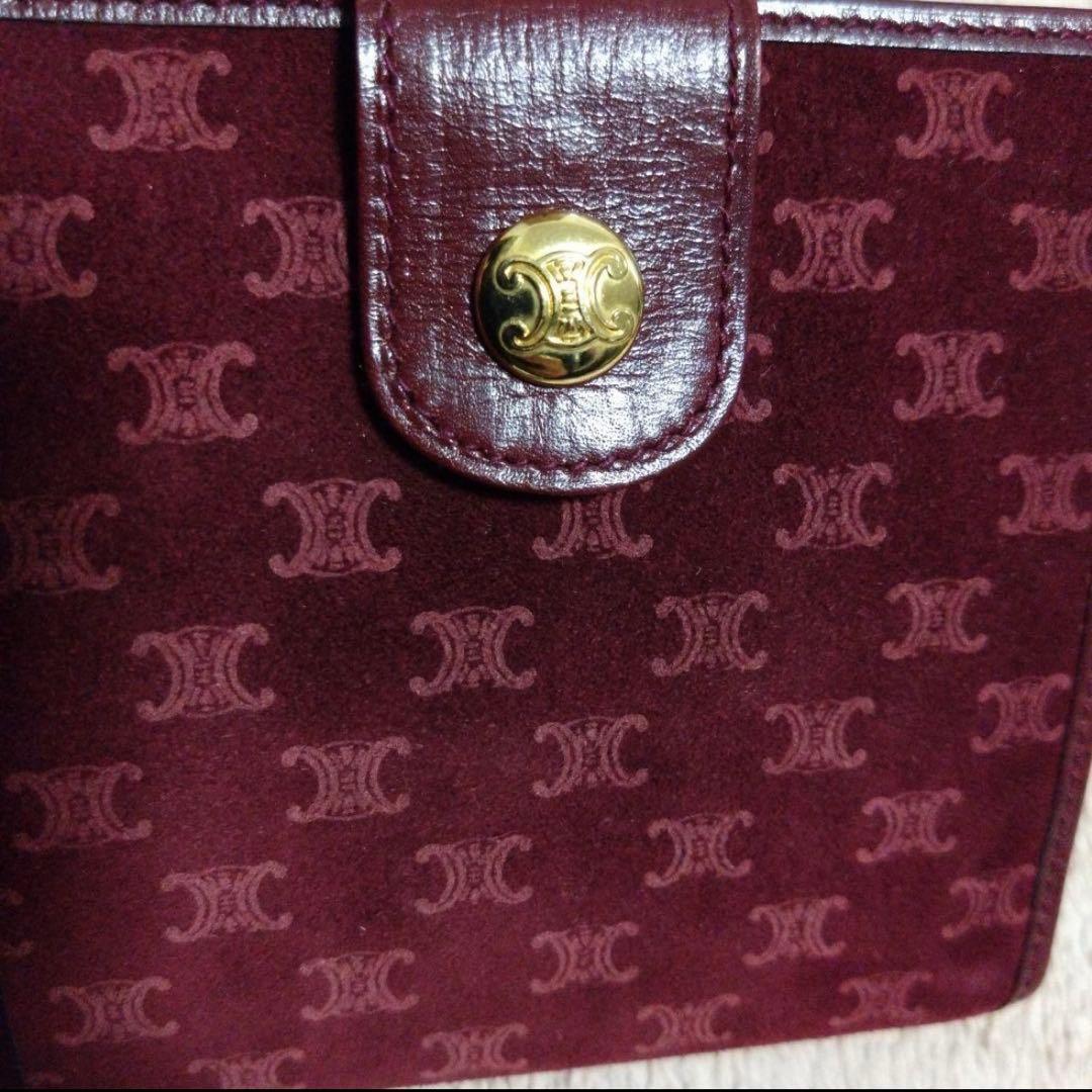 90 CELINE セリーヌ 二つ折り財布 スウェードレザー マカダム