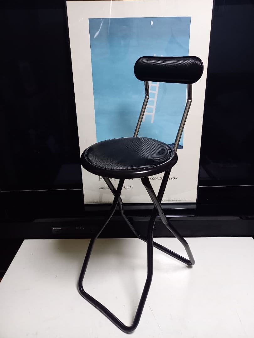 1980's　日本製　スペースエイジ　インダストリアル　ストライプ　ハイチェア