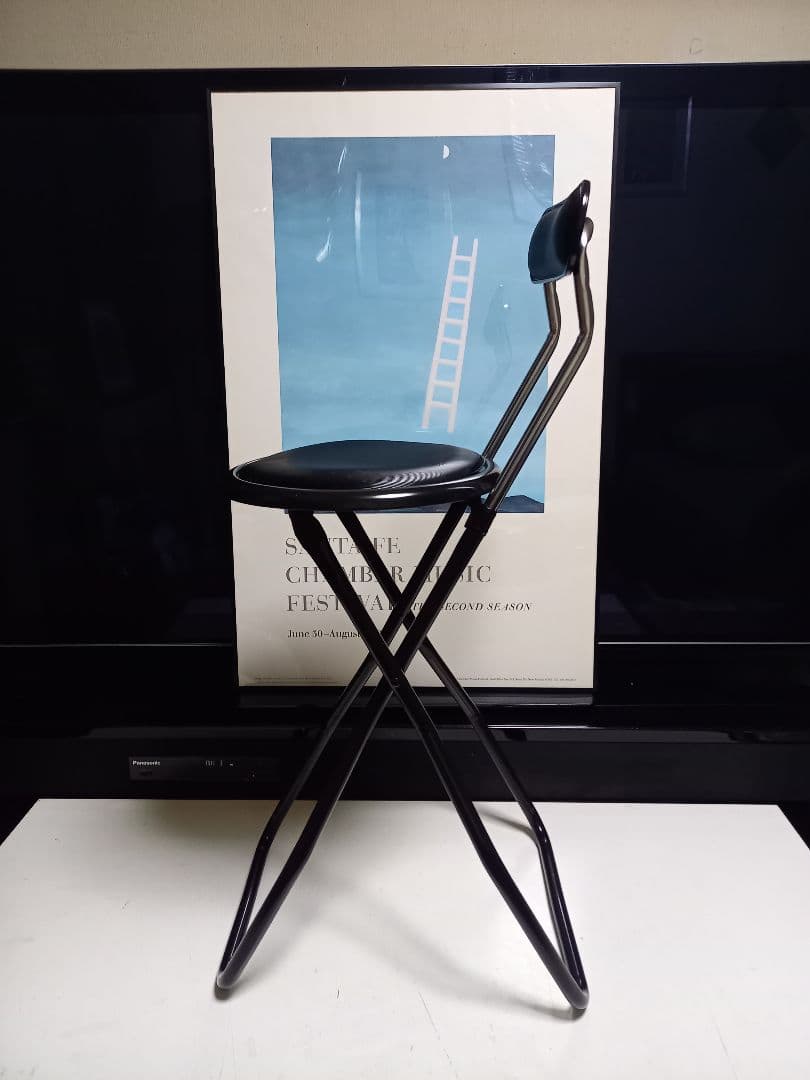 1980's　日本製　スペースエイジ　インダストリアル　ストライプ　ハイチェア