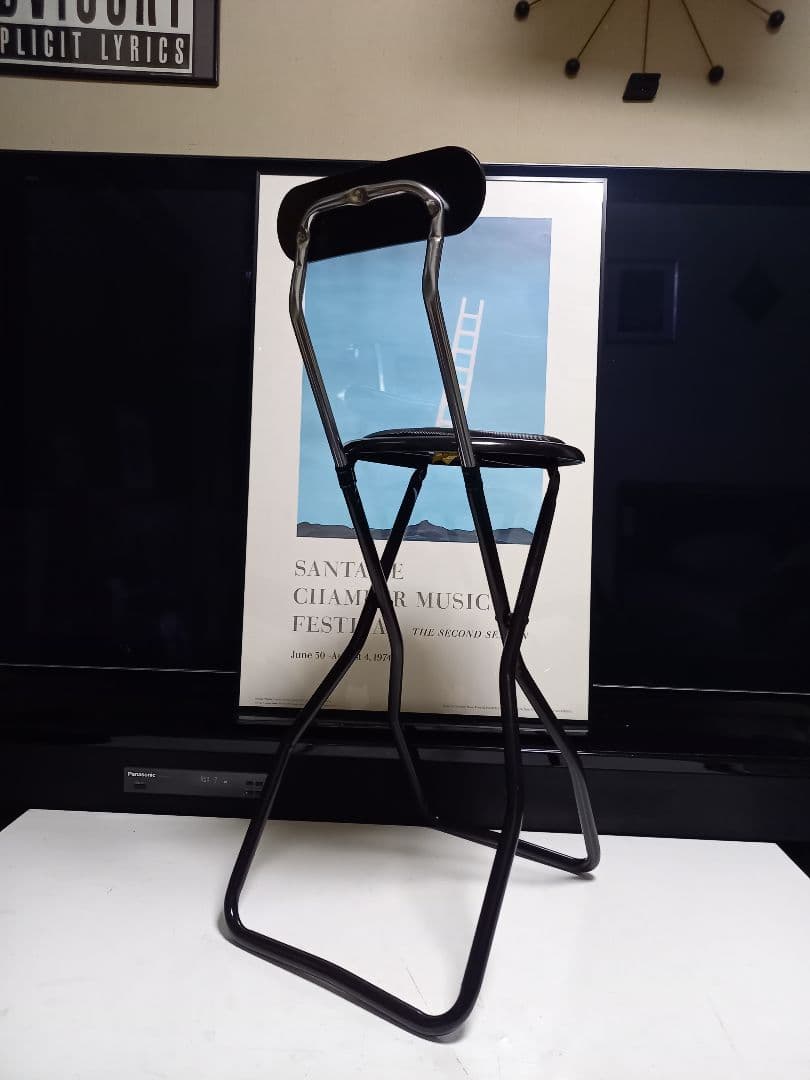 1980's　日本製　スペースエイジ　インダストリアル　ストライプ　ハイチェア