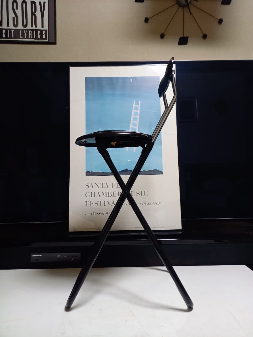 1980's　日本製　スペースエイジ　インダストリアル　ストライプ　ハイチェア