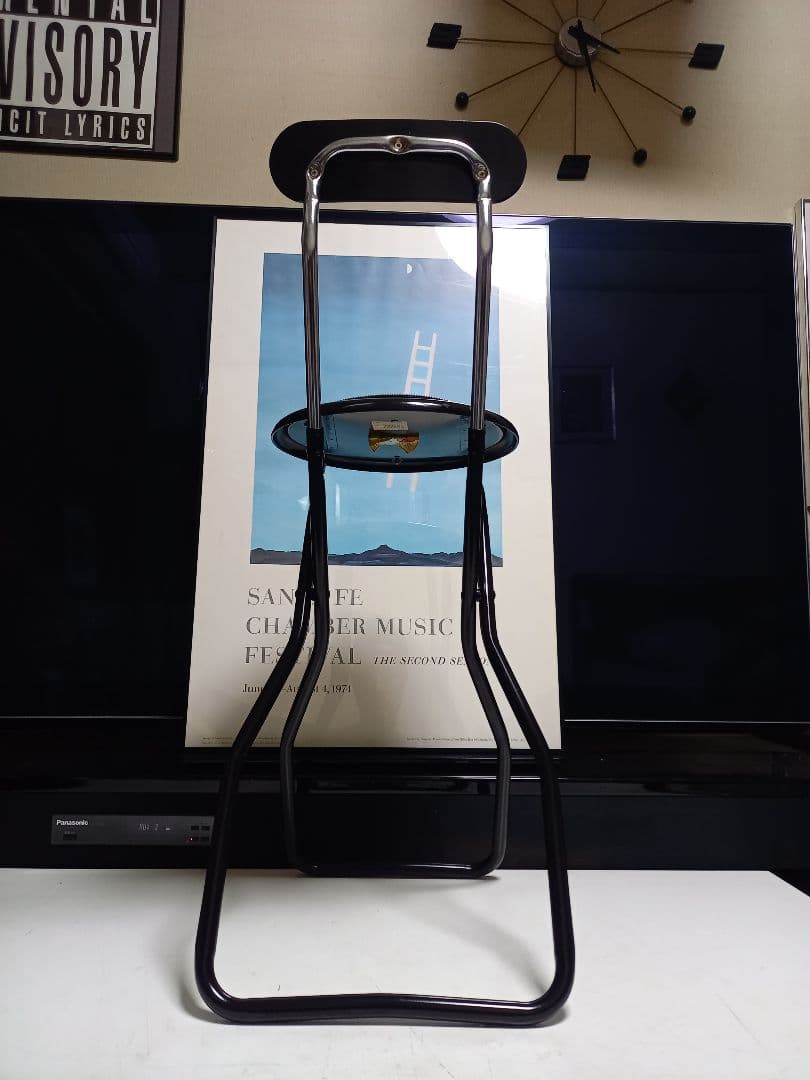 1980's　日本製　スペースエイジ　インダストリアル　ストライプ　ハイチェア