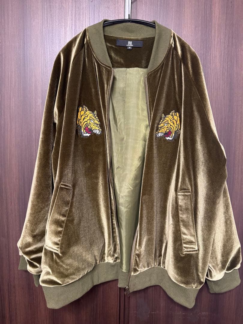 CAMBIO カンビオ／虎スカジャン／ベロア／オリーブ／Mサイズ