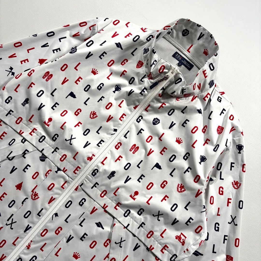 未使用級 L 23区ゴルフ 蓄熱 総柄 ジップアップジャケット ゴルフ