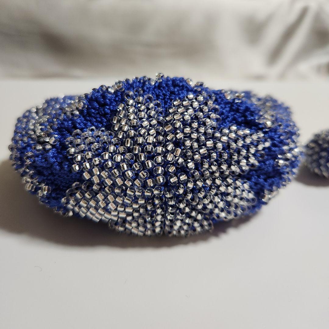 新品未使用　kinaka キナカ　ガラスビーズ　がま口　財布　小物入　青　ブルー