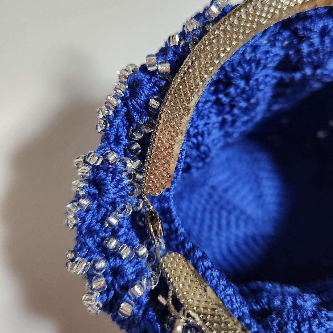 新品未使用　kinaka キナカ　ガラスビーズ　がま口　財布　小物入　青　ブルー