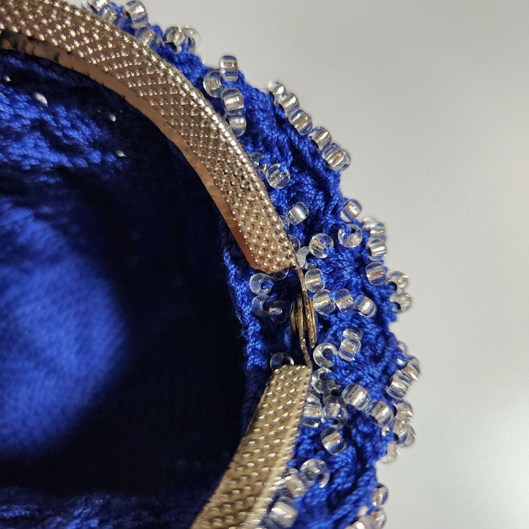 新品未使用　kinaka キナカ　ガラスビーズ　がま口　財布　小物入　青　ブルー