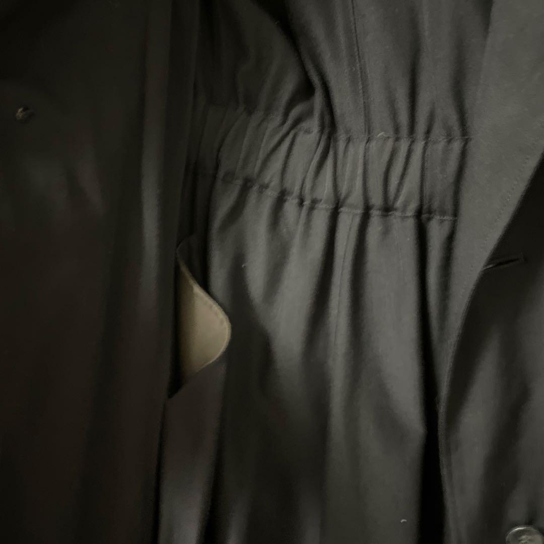 Ys ブラック ダブルブレスト　トレンチコート　ビンテージコート　ワンピース風