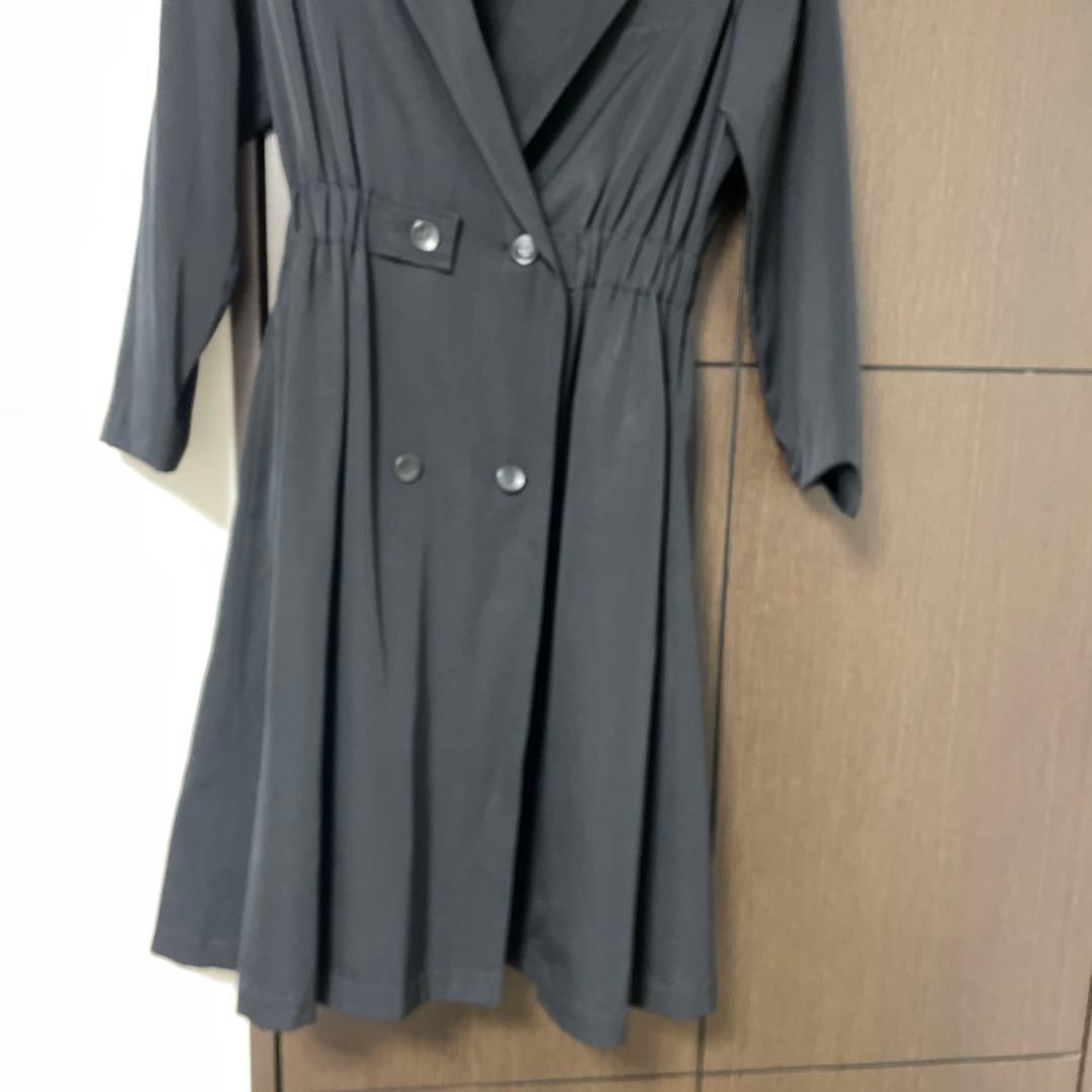 Ys ブラック ダブルブレスト　トレンチコート　ビンテージコート　ワンピース風