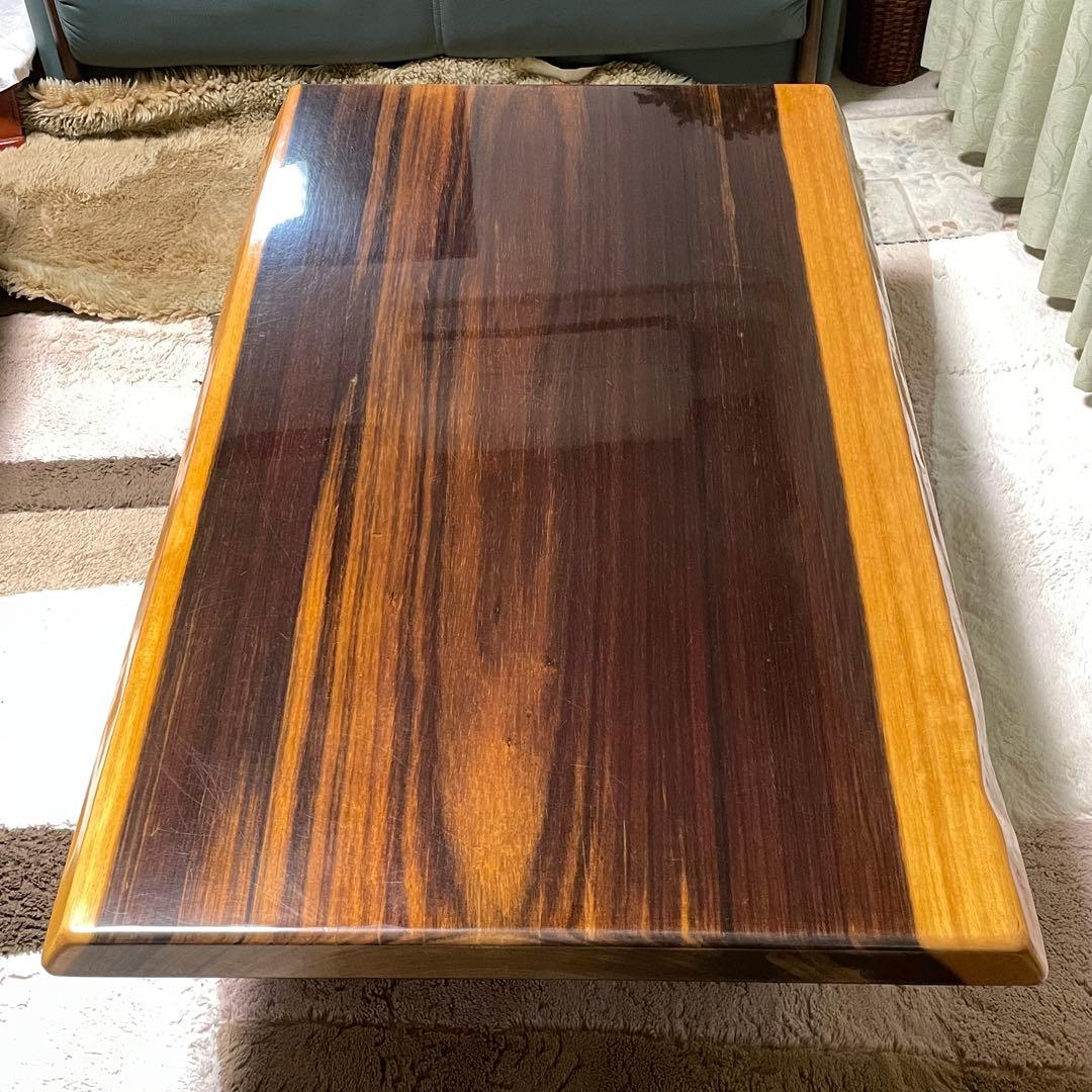 送料込 高級 紅紫檀 一枚板 センターテーブル 鏡面仕上 無垢材 シタン