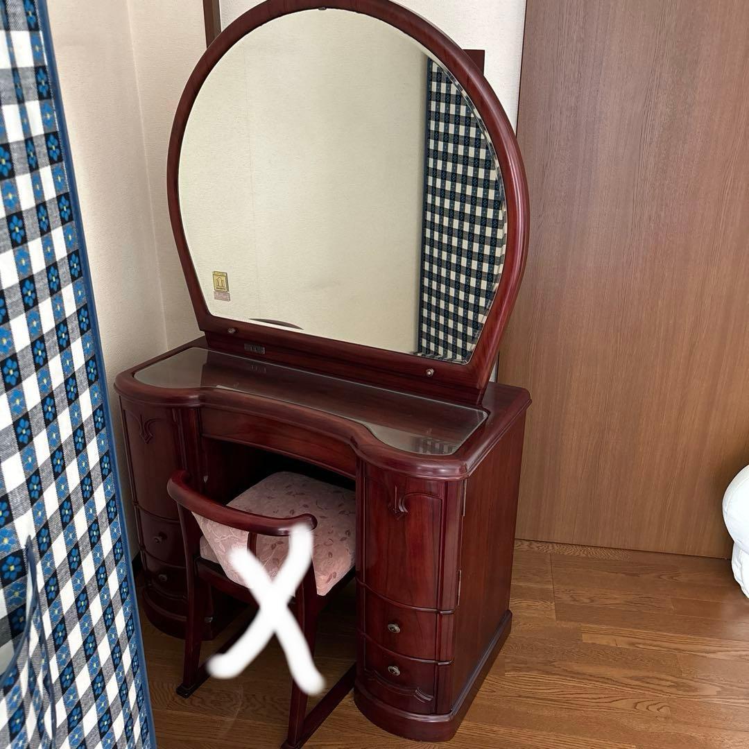 角元産業（株）高級アンティークドレッサー　面取りミラー　昭和ヴィンテージ