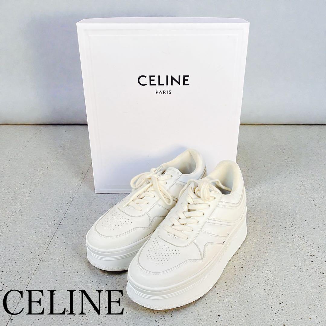 【美品】CELINE 厚底スニーカー 39 ホワイト ブロックエディ期 箱付き