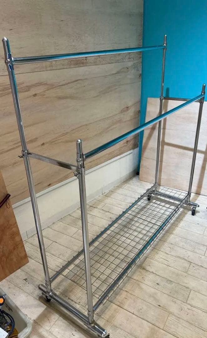 業務用 スチール製衣類ラック 幅138cm 高さ調節可能