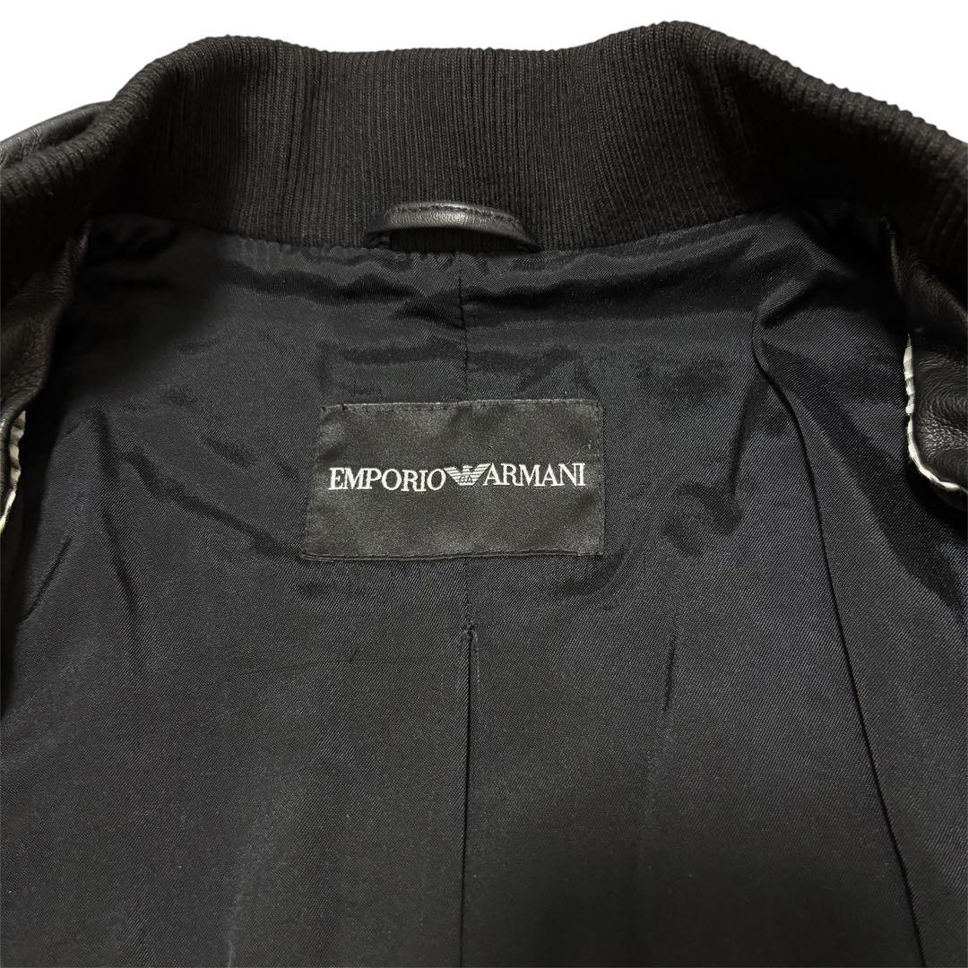 エンポリオアルマーニ レザージャケット L ライダース ラムレザー ニット 黒