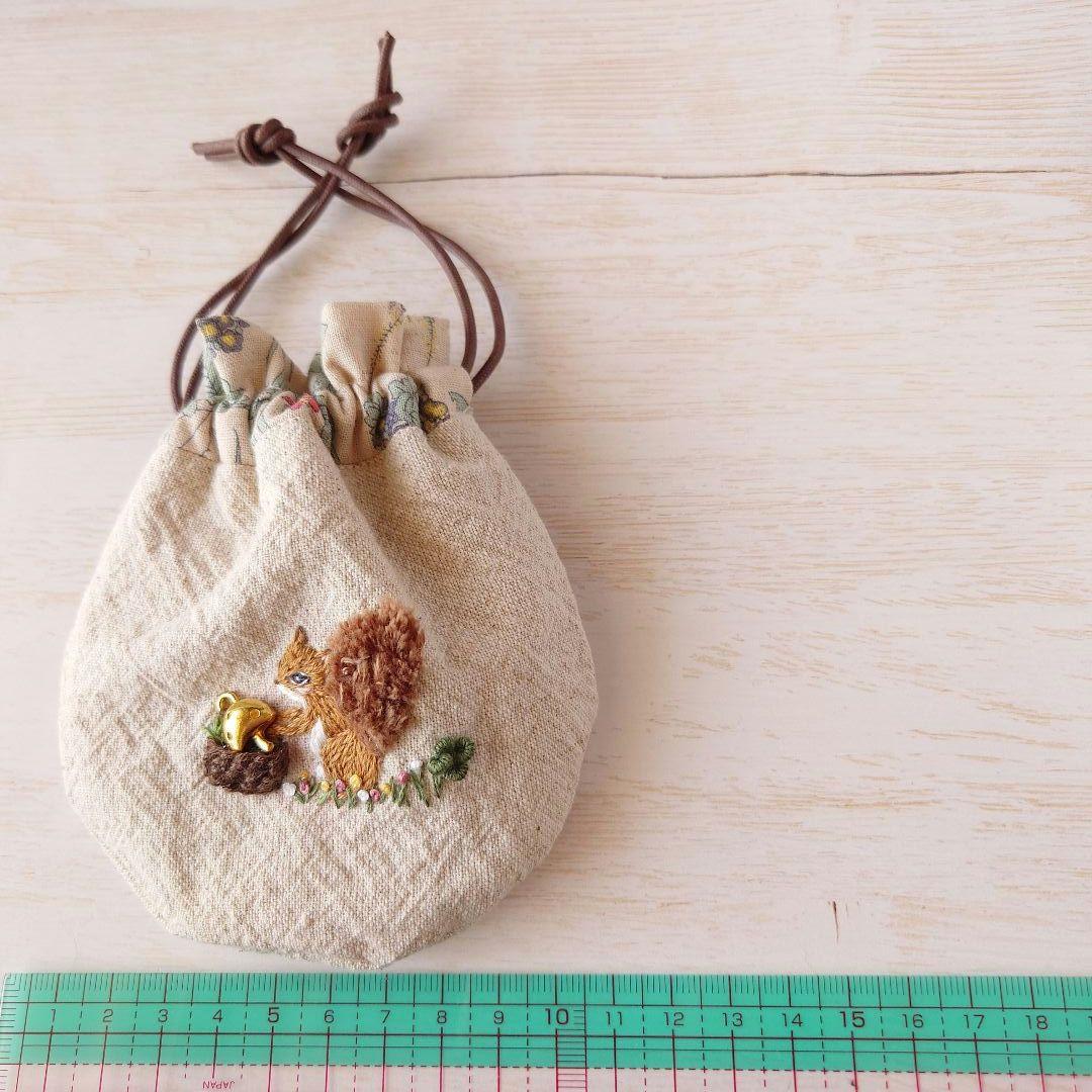 ちっちゃな巾着 サシェ M ／詰替タイプ【リス君のバスケット】