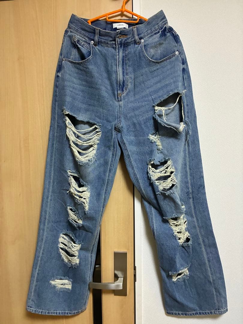 Ameri WIDE DAMAGE DENIM PANTS 26インチ