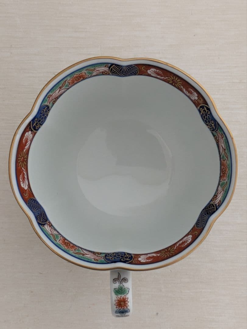 有田焼　弥左ヱ門窯　珈琲碗皿と中皿　錦山水　各5客セット　未使用美品