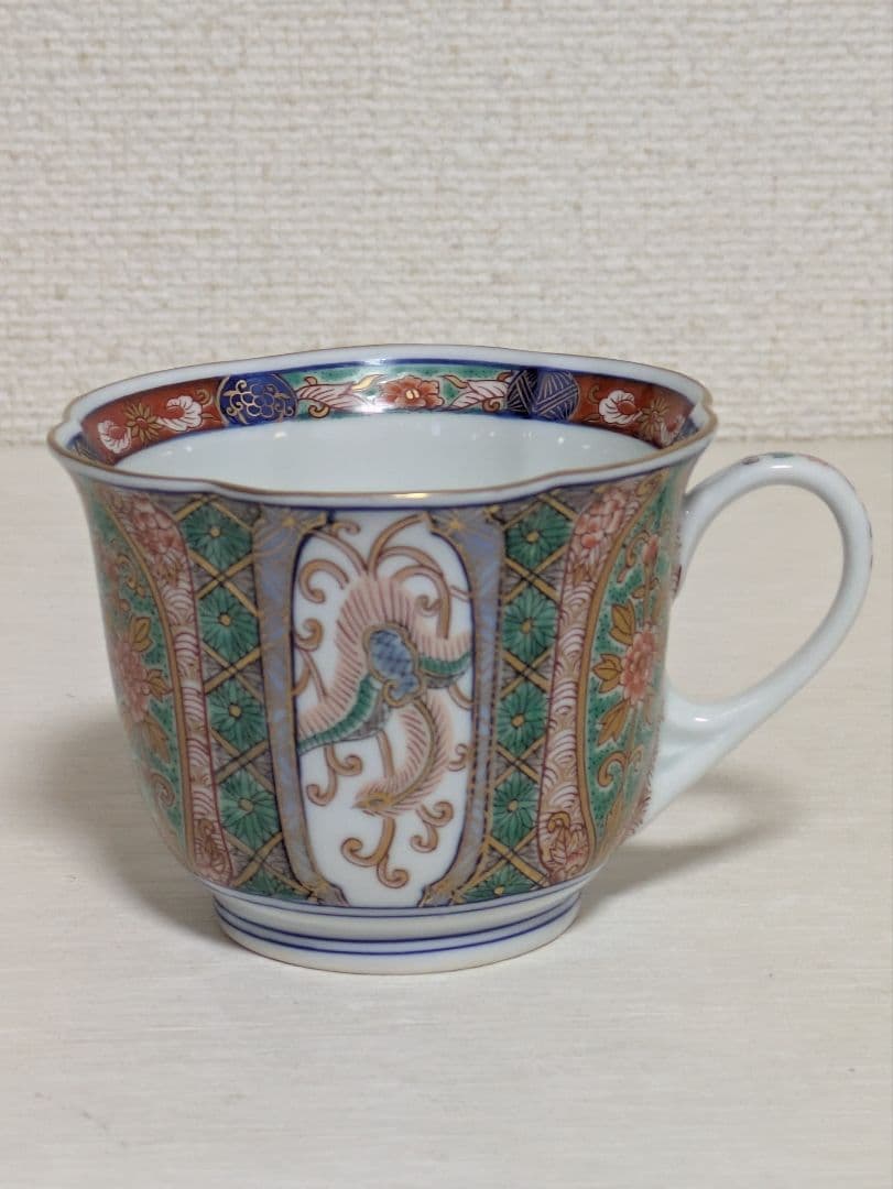 有田焼　弥左ヱ門窯　珈琲碗皿と中皿　錦山水　各5客セット　未使用美品