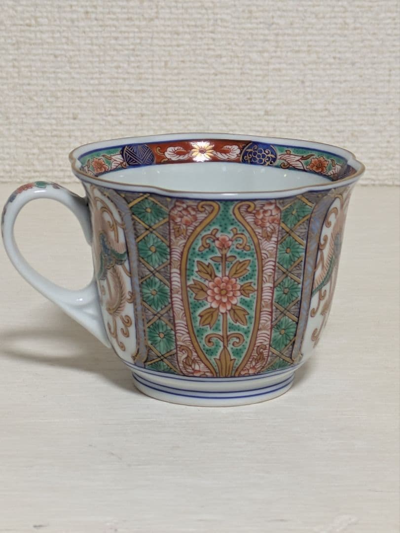 有田焼　弥左ヱ門窯　珈琲碗皿と中皿　錦山水　各5客セット　未使用美品