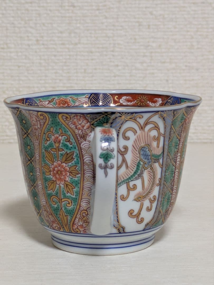 有田焼　弥左ヱ門窯　珈琲碗皿と中皿　錦山水　各5客セット　未使用美品