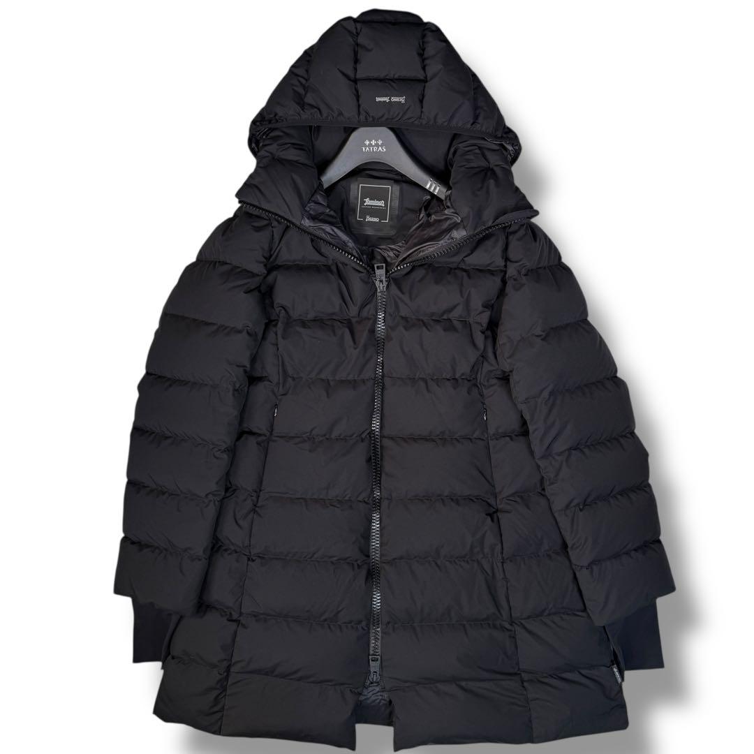 HERNO ラミナー ゴアテックス Aシェイプ フレア ダウンコート 48 黒