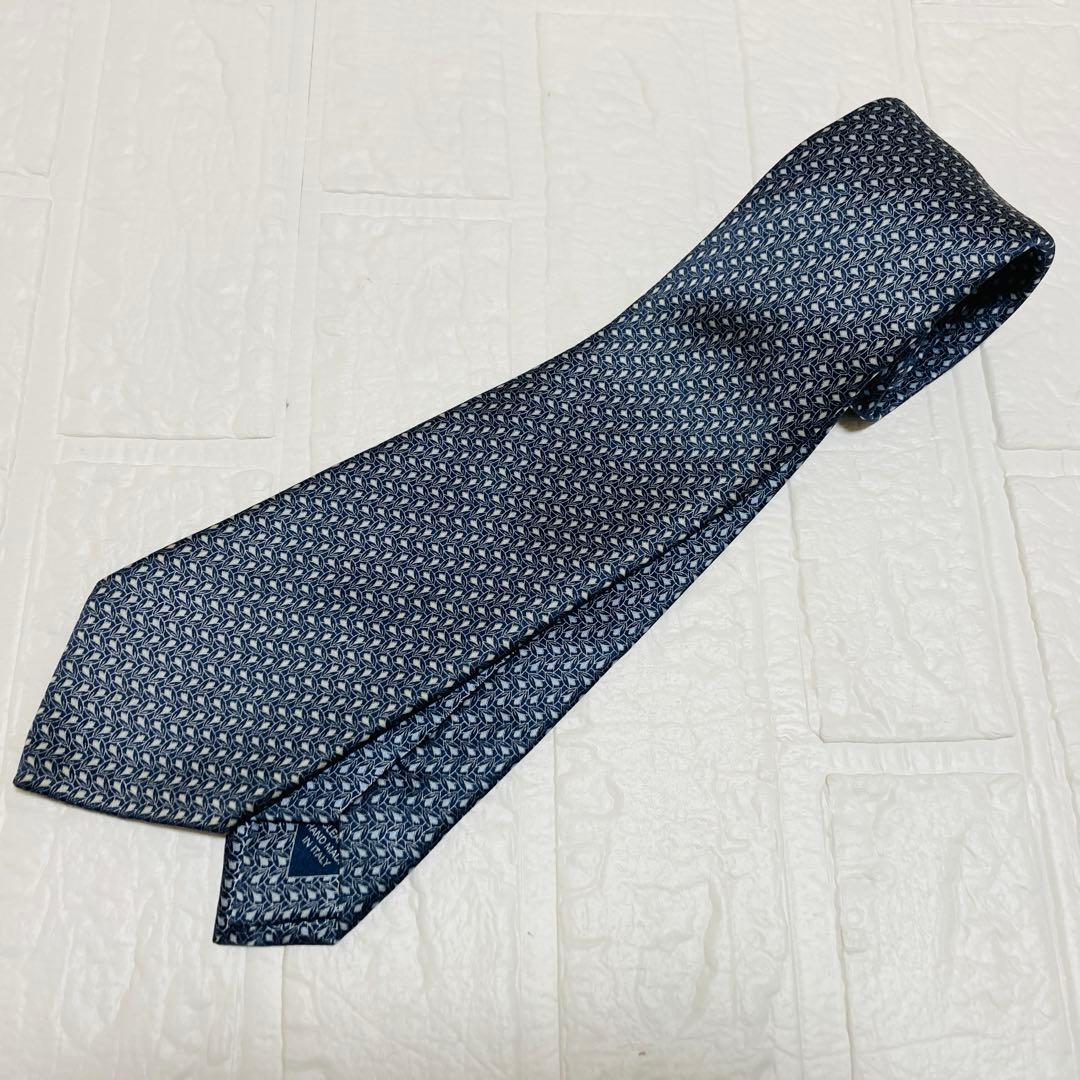 【超極美品】Brioni ブリオーニ 最高級シルクネクタイ ネイビー 小紋柄