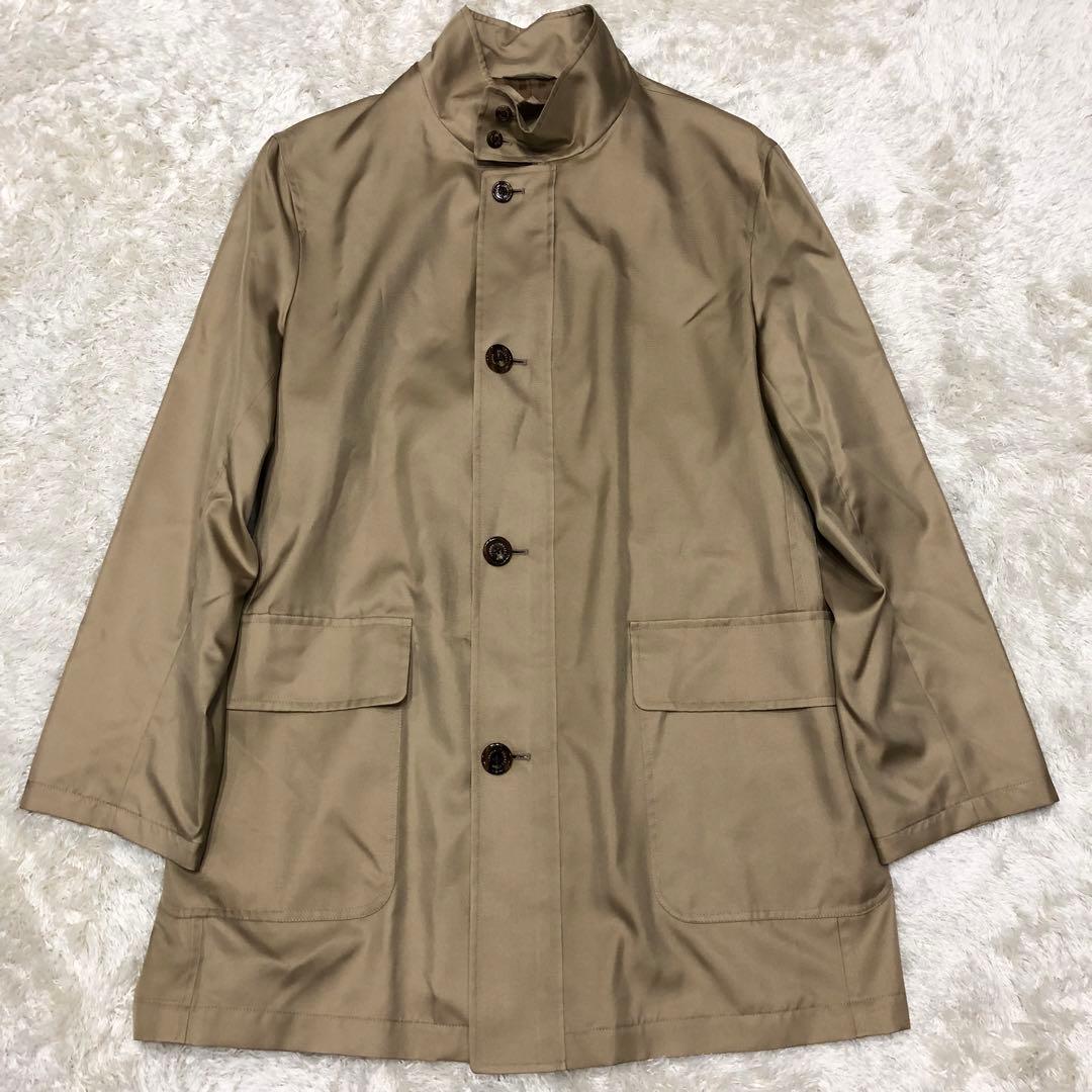 極美品✨アクアスキュータム　シルク100％　スタンドカラーコート　薄手　極艶　L