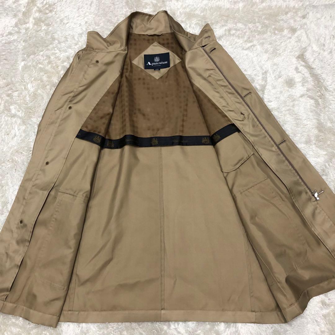 極美品✨アクアスキュータム　シルク100％　スタンドカラーコート　薄手　極艶　L