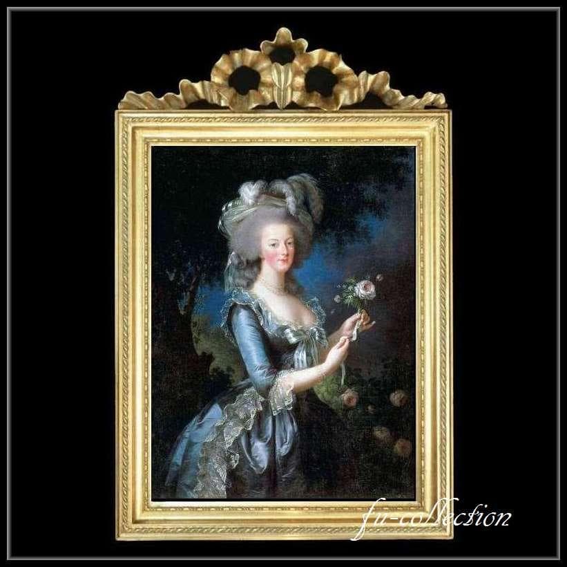 ロココ調　アンティークゴールドフレーム　マリーアントワネット　額絵　ブルードレス