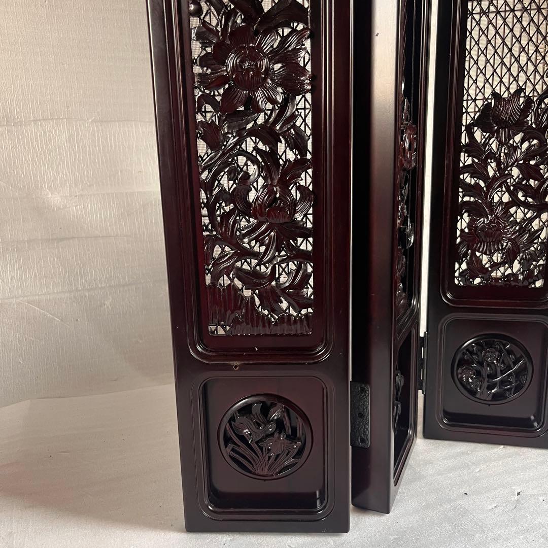 超高級　天然木　彫刻　目隠し　仕切り　衝立　ミニマル空間にアクセントを　木彫り