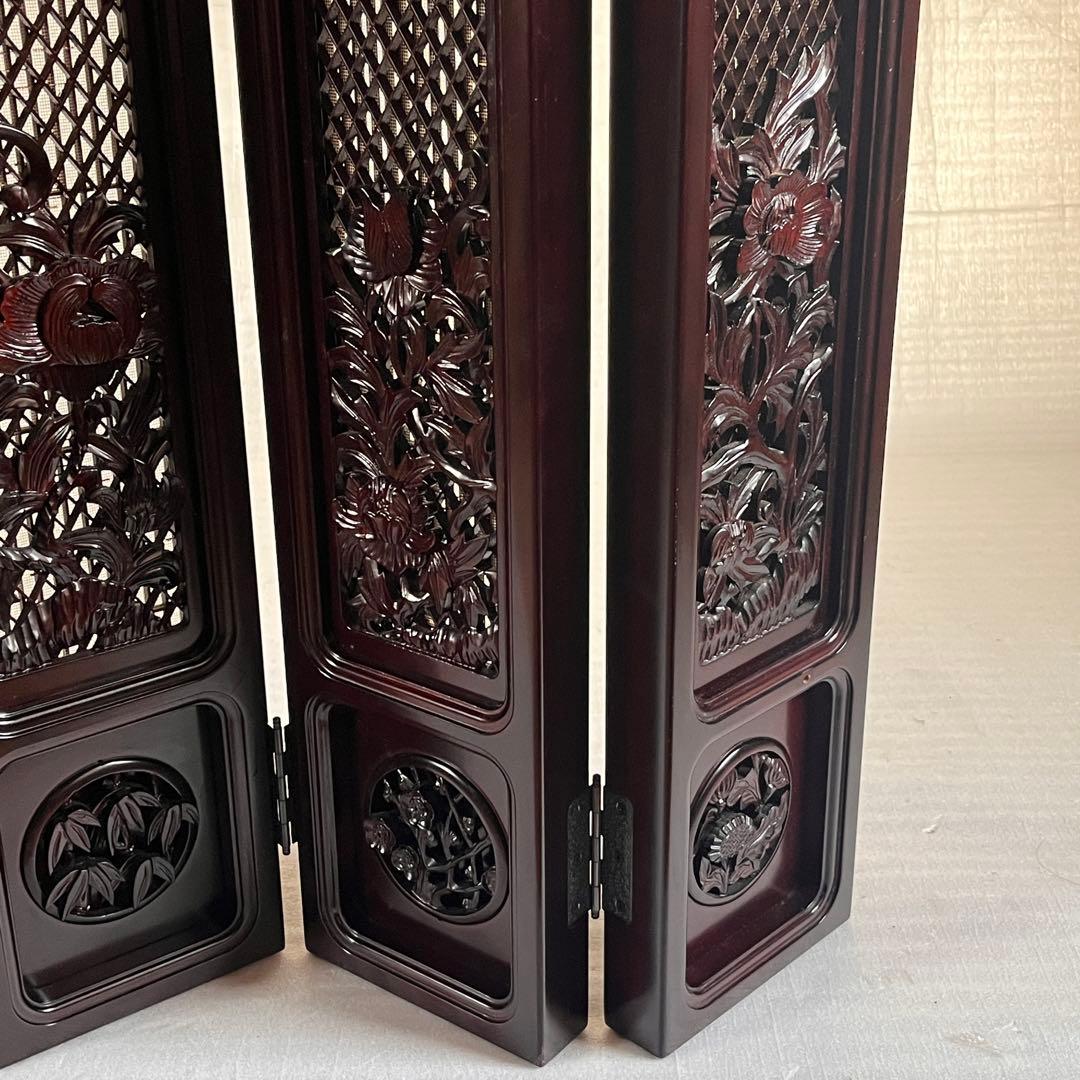 超高級　天然木　彫刻　目隠し　仕切り　衝立　ミニマル空間にアクセントを　木彫り