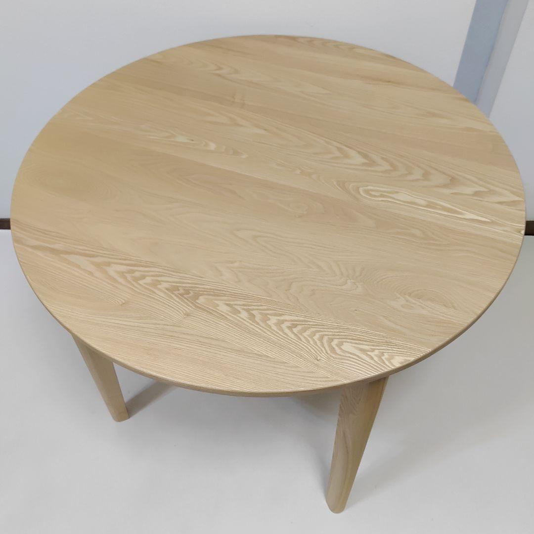 新城家具　ラウンドテーブル　タモ無垢材　送料無料