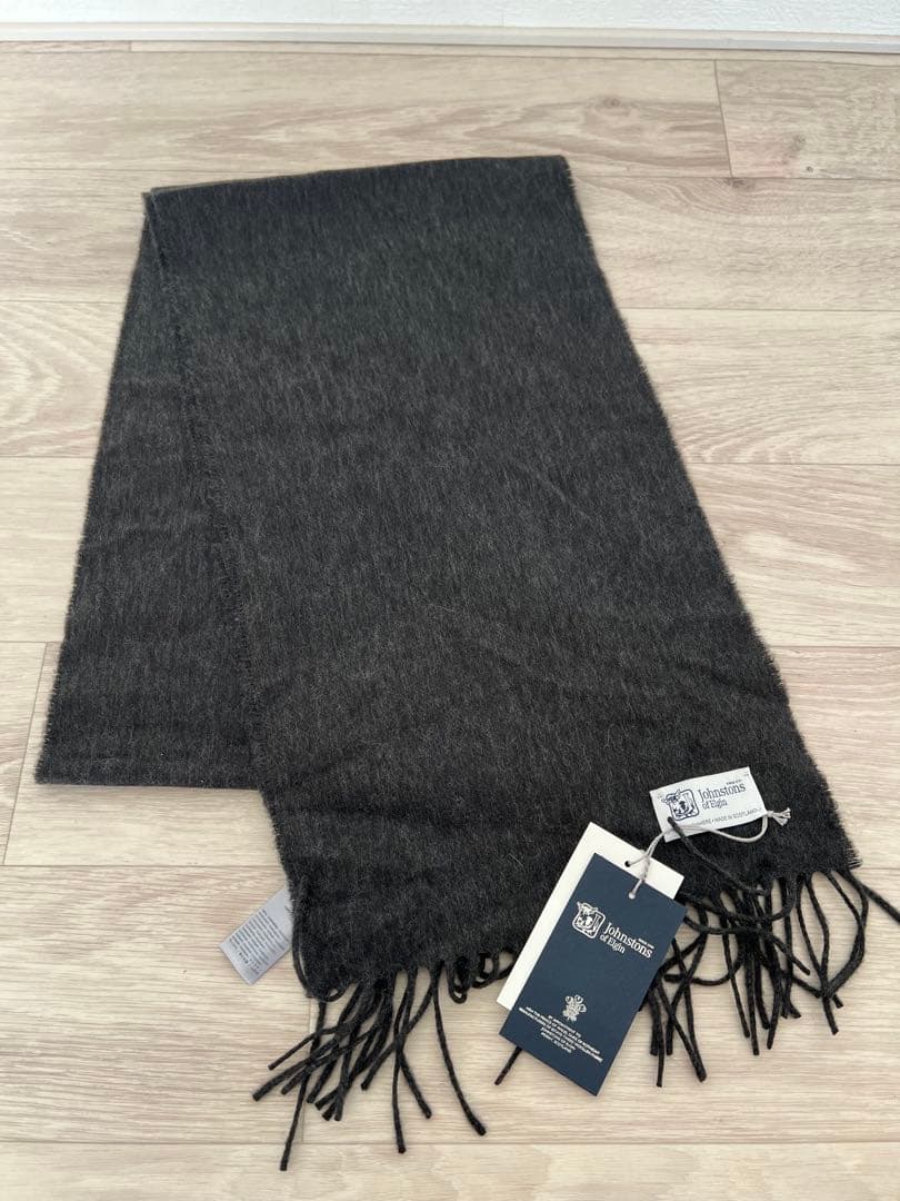 Johnstons of Elgin 100%カシミヤ マフラー ダークグレー