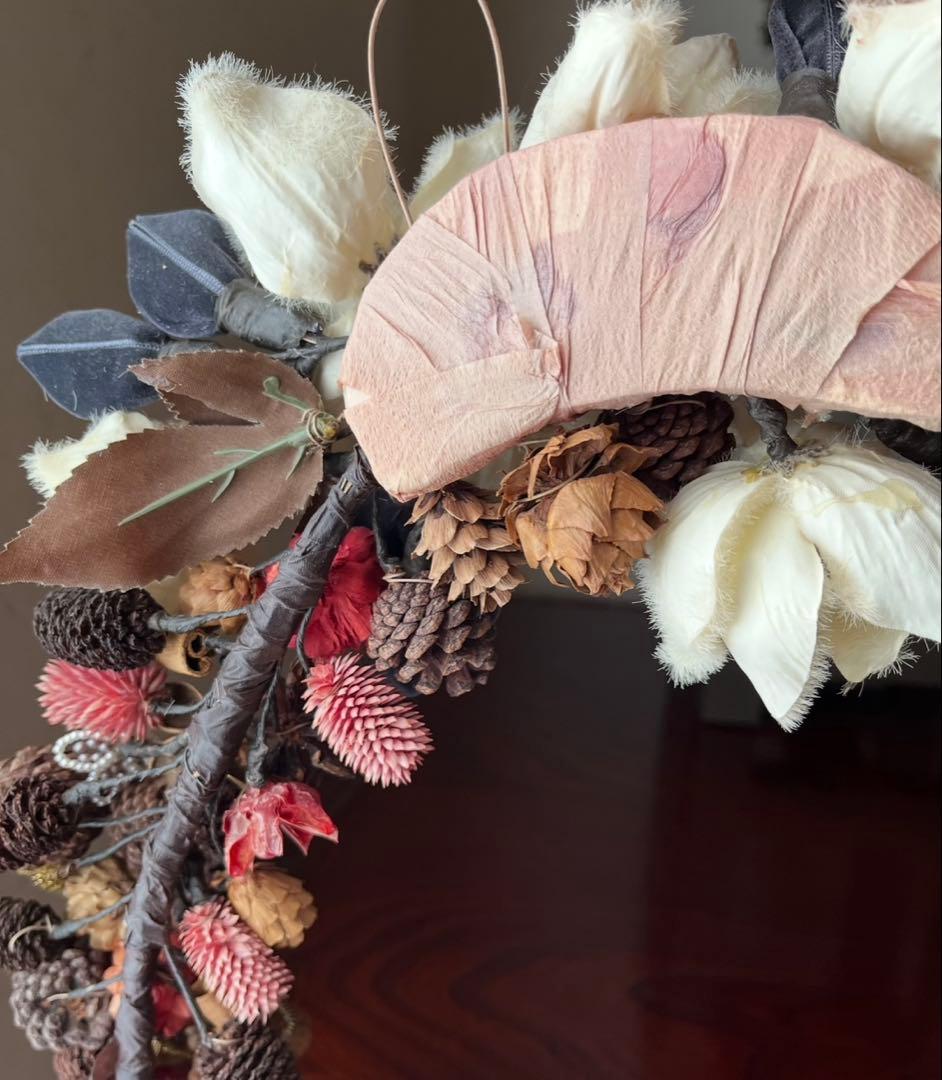 【ハンドメイド】木の実のリース　馬蹄型　52センチ