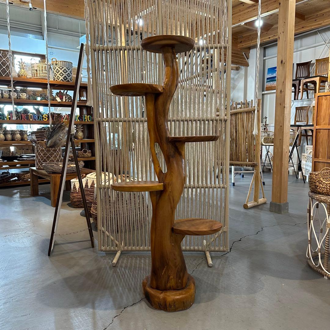 【訳あり】バリ島モンキーポッド無垢材飾り棚h140cm通常99,000円がなんと