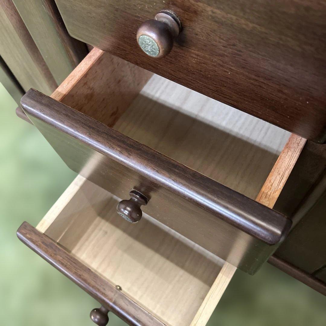 **ミラー付きの木製シューズボックス（下駄箱）カントリー　英国　丸脚