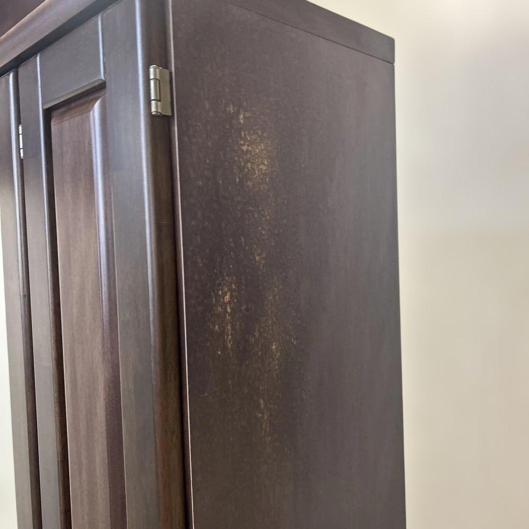 **ミラー付きの木製シューズボックス（下駄箱）カントリー　英国　丸脚