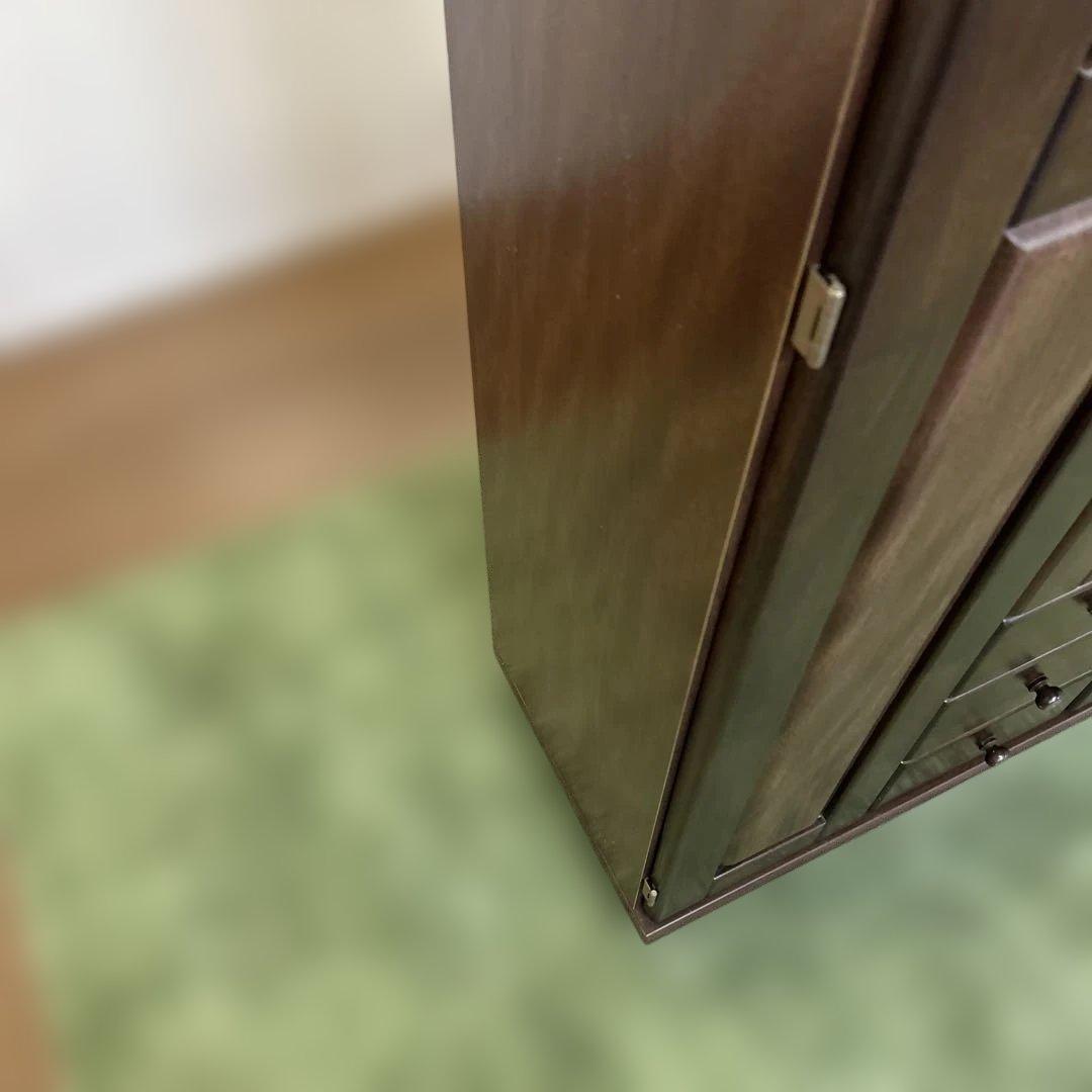 **ミラー付きの木製シューズボックス（下駄箱）カントリー　英国　丸脚