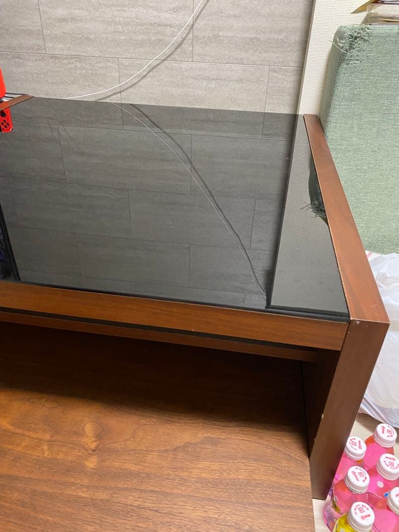 センターテーブル ウォールナット ガラス 木製ローテーブル ブラック