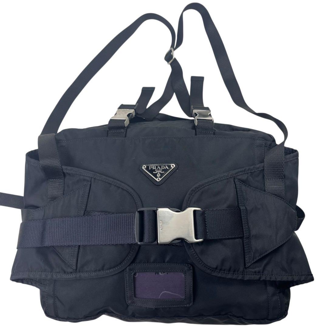 希少 PRADA 3WAY ウエストバッグ リュック ナイロン ボディ ブラック