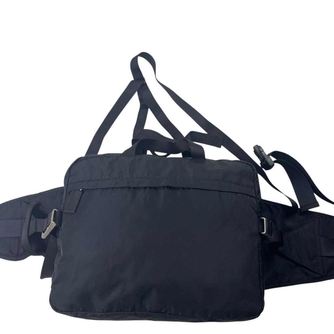 希少 PRADA 3WAY ウエストバッグ リュック ナイロン ボディ ブラック
