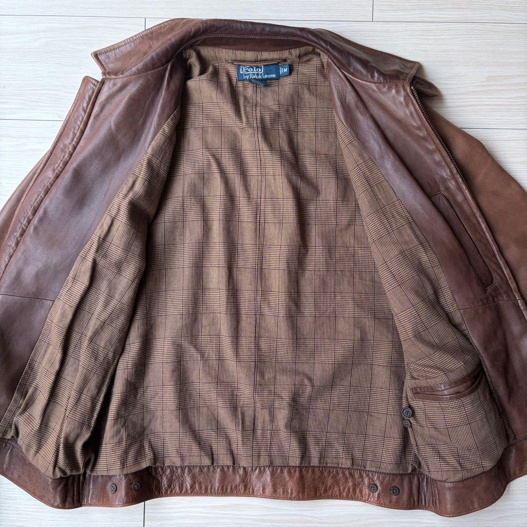 【トキ】ポロラルフローレン レザー スイングトップ 茶 同色ポニー 羊革