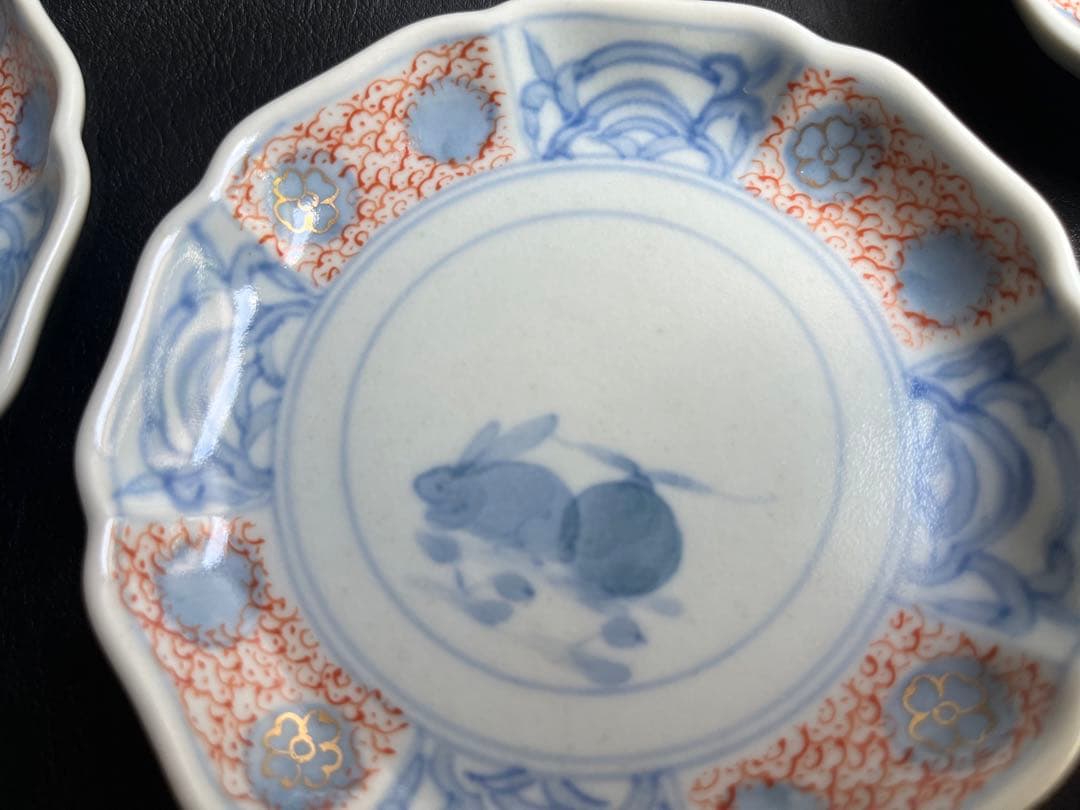 文青窯　文青　小皿　5枚　4寸皿　うさぎ